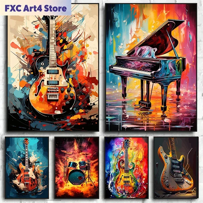 Seni Abstrak Berwarna-warni Ta - Picture Of Musical Instrument ulasan dan harga